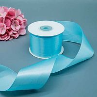 Лента 5,0см*22,85м атласная голубая Микрос ч37978