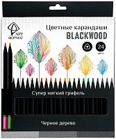 Карандаши 24цв. ARTформат "Blackwood" AF03-052-24 трёхгр.корп.,дерево,металл.кор.
