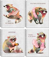 Тетрадь 48л. (клетка) 170*203 Полином спираль "Настроение-ЕНОТ" 3451-48 мел.карт.,вд-лак,асс.