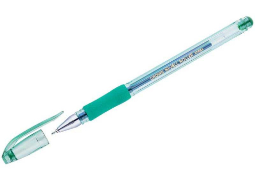 Ручка гелевая Crown "Hi-Jell Needle Grip" HJR-500RNB зеленая,0,7мм,грип,игольч.стержень