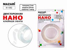 Скотч двусторонний 30мм*1м MAZARI "Нано" M-1382 прозр.,2мм
