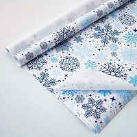 Бумага упак. 100*70 Микрос НГ "Снежинки на белом" Ч45089_1 (1лист в рулоне) крафт,белый,80гр/м2