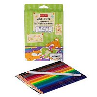 Карандаши пластик. 18цв. ХАТ "Art Time" 093059 стираемые,+1карандаш-ластик,трёхгр.,к/к