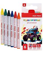 Мелки восковые  6цв. Проф-Пресс "Квадроциклы" ШМ-4529 к/к