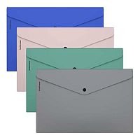 Папка-конверт на кнопке А4 EK "Matt Navy" 66498 непрозр.,пластик,асс.