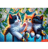 Пазлы  360 Рыжий кот "Котята с синичками" Х360-0187