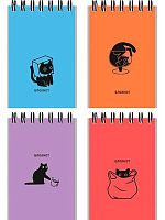 Блокнот А7  40л. Проф-Пресс спираль "Забавный чёрный кот-2" Б40-9337 клетка,мел.карт.