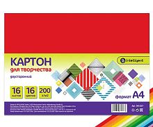 Картон цв. двухстор. А4 16л.16цв. INTELLIGENT DO-227 200г/м2,ПВХ пакет