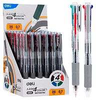 Ручка авт. шар. 4-х цв. DELI "Arris" EQ182 (1901158) 0,7мм,прозр.серый корп.