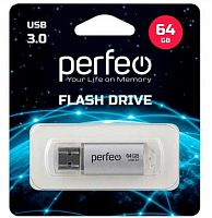 Флеш-драйв64Гб Perfeo C14 Silver metal series USB3.0