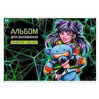 Альбом для рис.24л. ФЕНИКС "Кибер милашка" 64690 на скобе,уф-лак