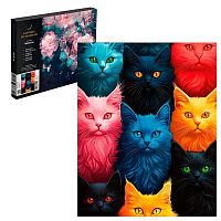 Картина по номерам ФЕНИКС "Цветные коты" 71265 холст,40*50см,подрамн.