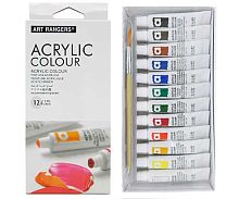 Краски акриловые 12цв.  6мл INTELLIGENT CZ-183/CA-215 в пластик.тубах,кисть,к/к