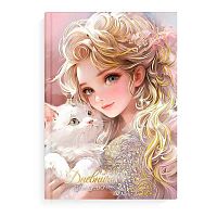 Дневничок д/девочек ФЕНИКС А5 48л. "Блондинка с котом" 70164 тв.обл.,глянц.лам.,тисн.фольг.
