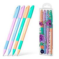 Набор масл. шар. ручек  4шт. EK U-109 Stick&Grip Pastel Bloom 61026 синие,1,0мм,Ultra Glide Techn.
