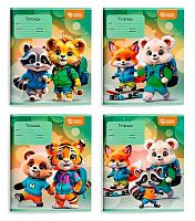 Тетрадь 12л. (кос.лин.) SchoolФормат "Яркие зверята" ТШКЛ12-ЯЗВ мел.карт.,выб.уф-лак