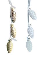 Игрушка ел. ФЕНИКС "Шишка" 95669 стекл.,2,5*2,5*6см,асс.золото/белый