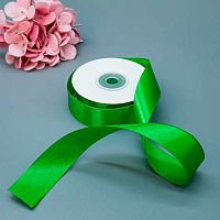 Лента 2,5см*22,85м атласная зелёная Микрос ч37735