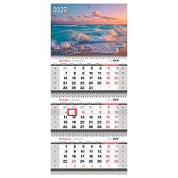 Календарь кварт. 2027г. BG "Море" 390919 бег.,3-х бл.,3гр.,29,5*66см,65г/м2