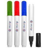 Набор маркеров д/доски 4цв. ATTOMEX 5040510 (зел.,син.,красн.,чёрн.)пулев.,3мм,пластик.уп.