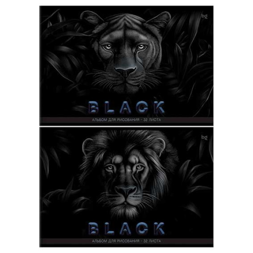 Альбом для рис.32л. BG "Just black" 08613 на скобе,выб.лак,лам.софт-тач,асс.