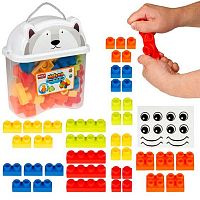 Конструктор мягкий 1TOY Т26766 (40 дет.),в контейнере в форме животного,пластик.