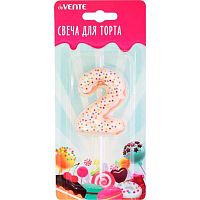 Свеча-цифра д/торта "2" deVENTE "Donut" 9060302 5,9*4,4*1см,с 3D декор.,карт.блист.