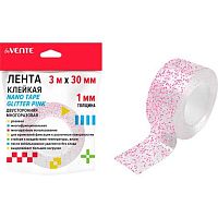 Скотч двусторонний 30мм*3м deVENTE "Nano Tape Glitter" 4163403 многораз.,розов.с блёст.0,7мм