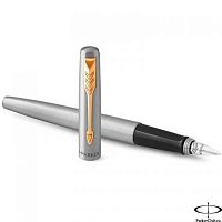 Ручка подар. перьевая PARKER Jotter Core F691 (2030948) Stainless Steel GT M сталь нержав.,подар.к.