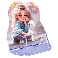 Подставка для книг ФЕНИКС "Блондинка с собачкой" 69357 металл.,17*16,5*15,5см,3угл.наклона