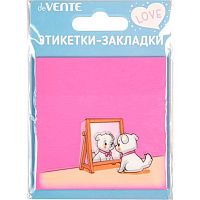 Самоклеящиеся этикетки-закладки deVENTE 76*76мм,50л. "Puppy" 2011429 розовые,пластик.,п/прозр.