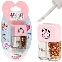 Лак для ногтей двойной 1TOY Lukky Angel Just Duet "Kitty" Т25837 зефирно-перлам.,золотой с блёстк.