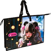 Папка пластик,с ручками А2 deVENTE "I Love Anime" 3075500 с расш.10см,500мкм,вн.карм.д/кистей