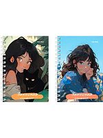 Записная книжка А6  80л. Проф-Пресс спираль "Нарисованные девушки" 80-7222 цв.мел.обл.