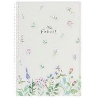 Тетрадь 80л. (клетка) B5 ХАТ пластик.обл. спираль Premium "Natural flowers" 33479 тисн.фольга