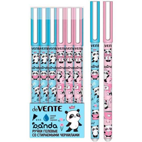 Ручка гелевая "Пиши-Стирай" deVENTE "Panda" 5051110 синяя,0,5мм,с ласт.,корп.асс.2в.