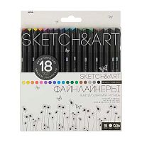 Линеры д/скетчинга 18цв. BV "Sketch&Art. Black Edition" 36-0018 0,36мм