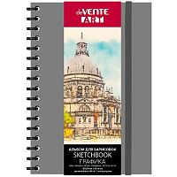 Скетчбук А5  60л. deVENTE кож.зам. "Art" 2134523 тв.обл.,спир.,крем.бум.,140г/м2,св.-сер.,софт-тач