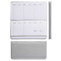 Еженедельник н/д  А6  64л. Fiorenzo кож.зам. "Metallic. Серебро" 253117 поролон,резинк.