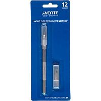 Набор д/резьбы по дереву deVENTE "Hobby Creative" 4200412 нож+12лезв.,марганц.сталь,чёрн.,блист/