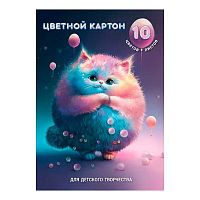 Картон цв. мелов. А4 10л.10цв. ФЕНИКС "Пушистое облачко" 66792 склейка