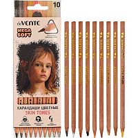 Карандаши 10цв. deVENTE "Skin Tones" 5022122 (оттенки цвета кожи),мягк.гриф.на масл.осн.,трёхгр.