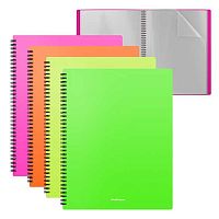 Папка с вкладышами/ 20 EK А4 "Matt Neon" 49953 спираль,асс.