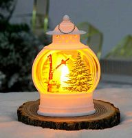 Сувенир с подсветкой НГ "Лампа - Зимняя красавица" 700-0629 белый,7*4*13см