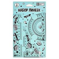 Набор геом. ФЕНИКС (3предм.) "Скейт паттерн" 59975 (линейка 16см,трансп.10,5*5,6см ,треуг.12*7см)