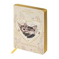 Ежедневник н/д А6+ 128л. BV кож.зам. "Love me. Котики приносят счастье" 3-742/08 гиб.обл.,зол.срез