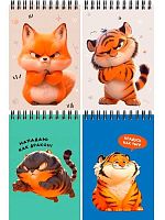 Блокнот А6  40л. Проф-Пресс спираль "Забавные животные-9" Б40-9348 цв.мел.обл.,клетка,асс.