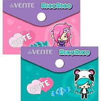 Папка-конверт на кнопке А7 deVENTE "NicoNico:-)" 3071234 тисн.фольг.,непрозр.с рис.,180мкм,асс.
