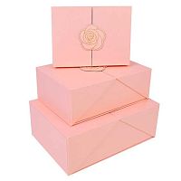 Коробка подар. 3в1 КОКОС "Flower" 253930 розовый,на магните,29*21*11-20*15*7см