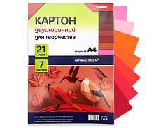 Картон цв. двухстор. А4 21л. 7цв. INTELLIGENT "Красные оттенки" DI-774 матовый,180г/м2,ПВХ-пакет